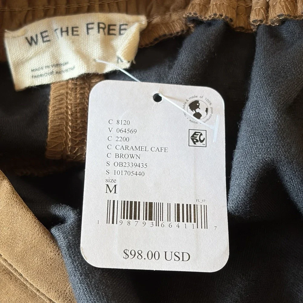 NWT Free People We The Free Paradise Found Suede Mini Skort Caramel Cafe Brown M